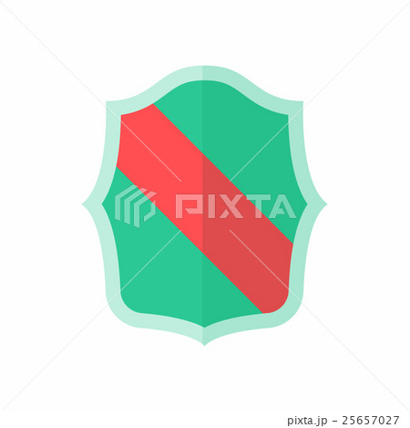 Green shield with red stripe icon, flat style 25657027