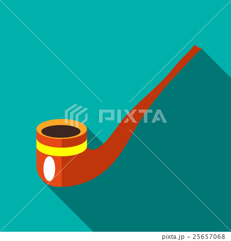 Wooden pipe icon in flat style Wooden pipe icon in flat style 25657068
