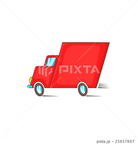 Red delivery car icon in cartoon styl 25657607