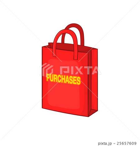 Red bag for shopping icon, cartoon style Red bag for shopping icon, cartoon style 25657609