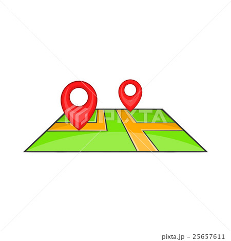 Map with pointers icon, cartoon style 25657611