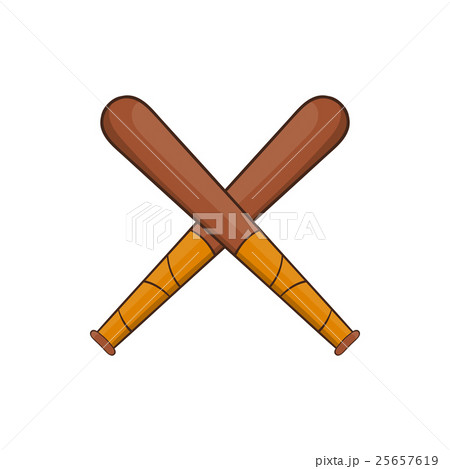 Crossed baseball bats icon, cartoon style 25657619
