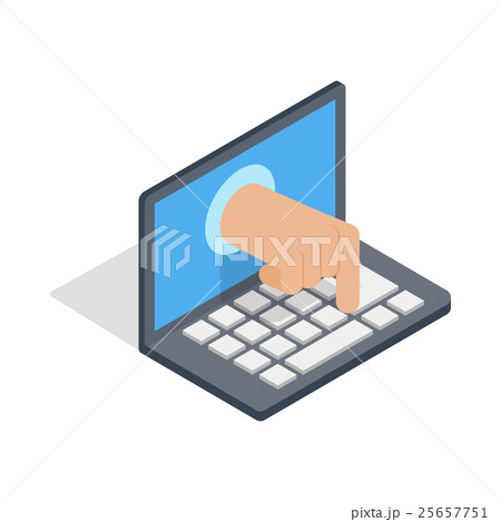 Stealing data through a laptop icon 25657751