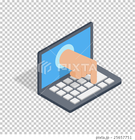Stealing data through a laptop icon 25657751