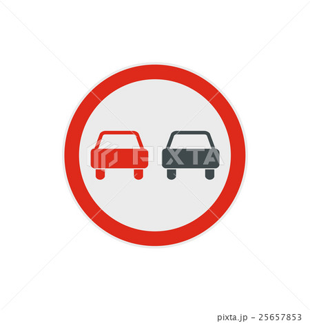 No overtaking road traffic sign icon, flat style No overtaking road traffic sign icon, flat style 25657853