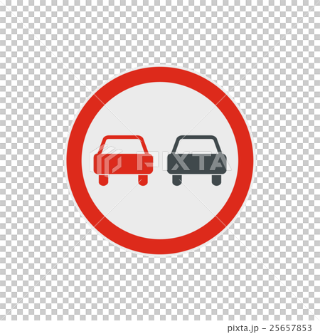No overtaking road traffic sign icon, flat style No overtaking road traffic sign icon, flat style 25657853