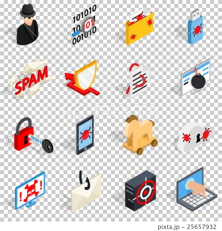 Hacking icons set, isometric 3d style Hacking icons set, isometric 3d style 25657932