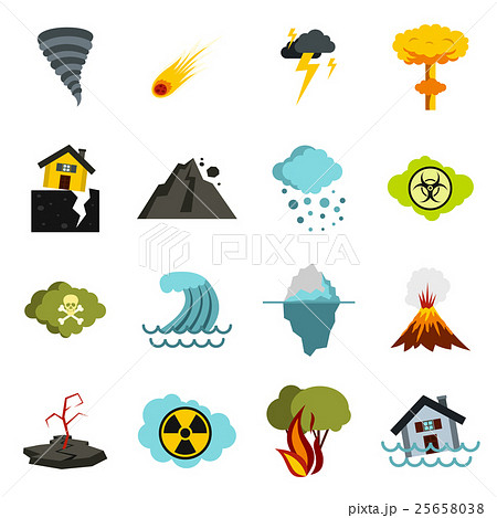 Natural disaster icons set, flat ctyle Natural disaster icons set, flat ctyle 25658038