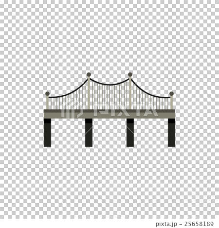 Black bridge with railings icon, flat style 25658189