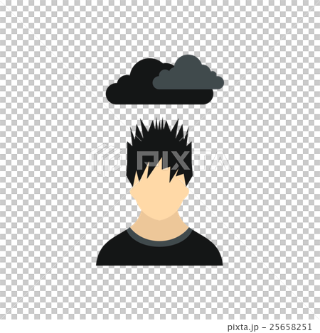Depressed man with dark cloud over his head icon - Stock Illustration ...
