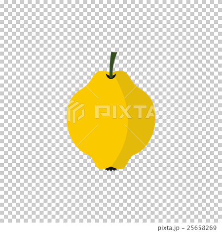 Yellow quince fruit icon, flat style 25658269