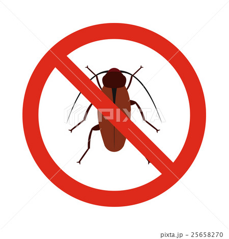 Prohibition sign bugs icon, flat style 25658270