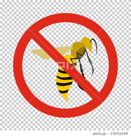 Prohibition sign wasps icon, flat style 25658299