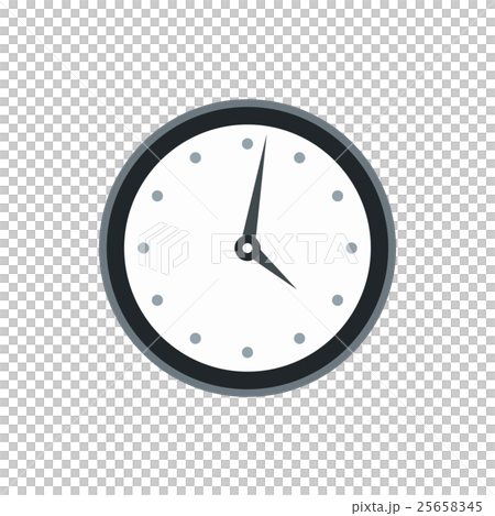 Wall clock with black rim icon, flat style 25658345