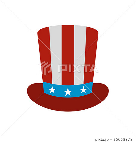 Top hat in the USA flag colors icon, flat style Top hat in the USA flag colors icon, flat style 25658378