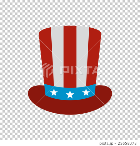 Top hat in the USA flag colors icon, flat style Top hat in the USA flag colors icon, flat style 25658378