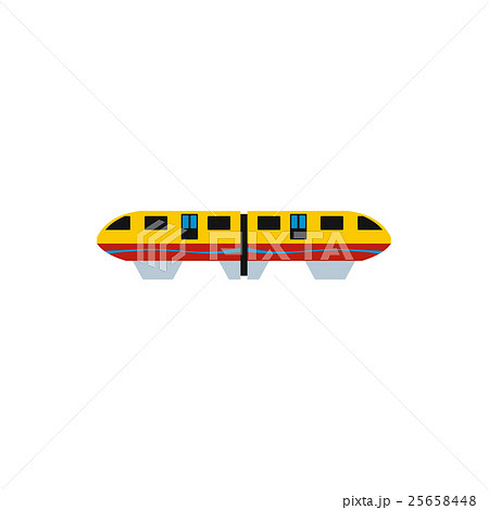 Yellow monorail train icon, flat style 25658448