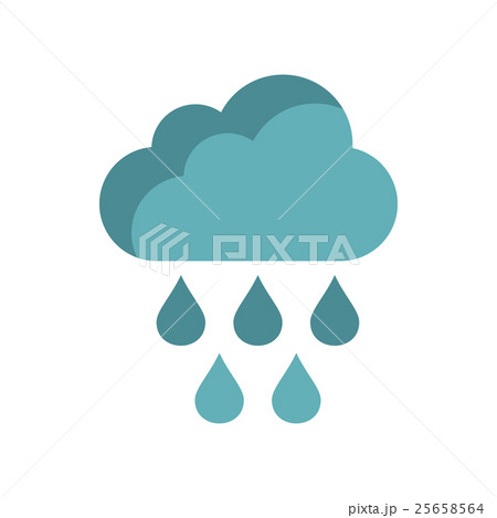 Cloud with rain drops icon, flat style Cloud with rain drops icon, flat style 25658564