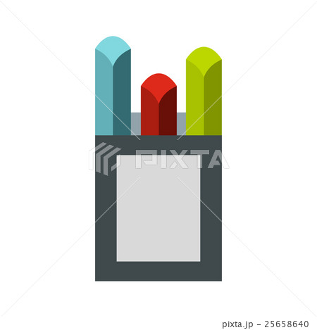 Colorful chalks in carton box icon, flat style Colorful chalks in carton box icon, flat style 25658640