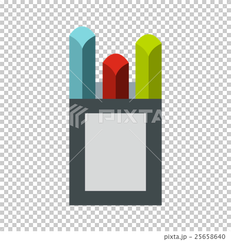 Colorful chalks in carton box icon, flat style Colorful chalks in carton box icon, flat style 25658640