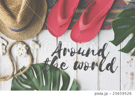 Summer Break Lifestyle Flipflop Vacatoin Words Concept 25659526
