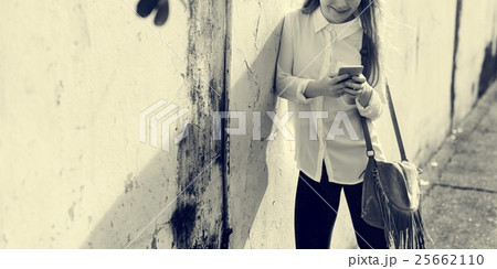 Girl Browsing Phone Connection Concept 25662110