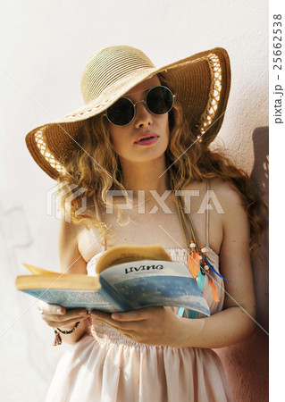 Beach Summer Holiday Vacation Traveling Relaxation Reading Concept Beach Summer Holiday Vacation Traveling Relaxation Reading Concept 25662538