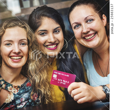 Women Friends CRedit Card Shopping Concept Women Friends CRedit Card Shopping Concept 25663137