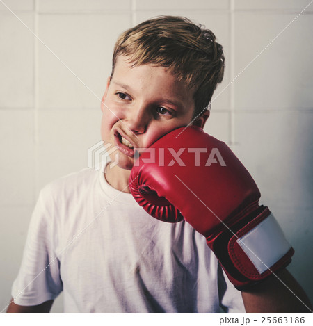 Boy Training Boxing Exercise Movement Concept Boy Training Boxing Exercise Movement Concept 25663186