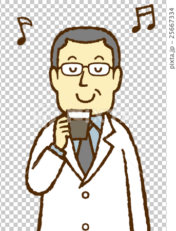 中部變老了在白色外套的男性咖啡休息 25667334