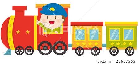 汽車と男の子のイラスト素材