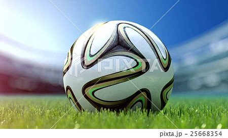 modern soccer ball in grass. 3d rendering 25668354
