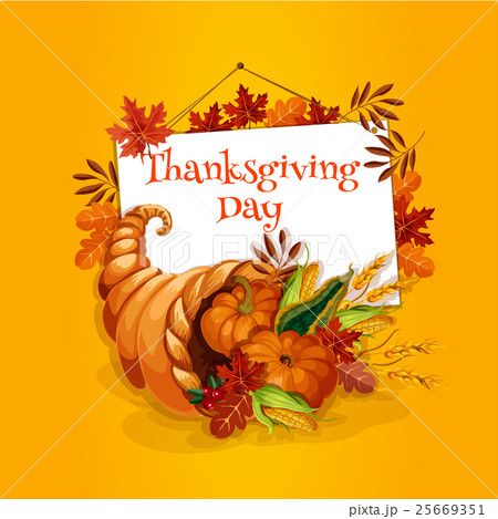 Thanksgiving cornucopia plenty horn greeting card 25669351