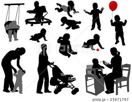 babies and toddlers silhouettes 25671797