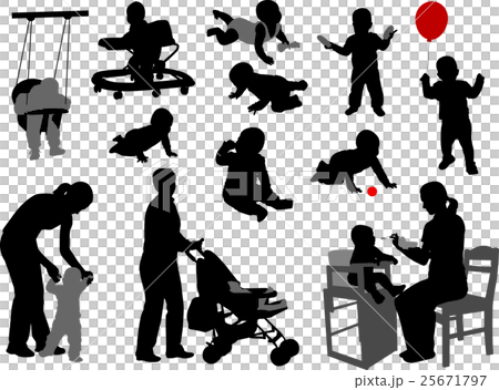 babies and toddlers silhouettes 25671797