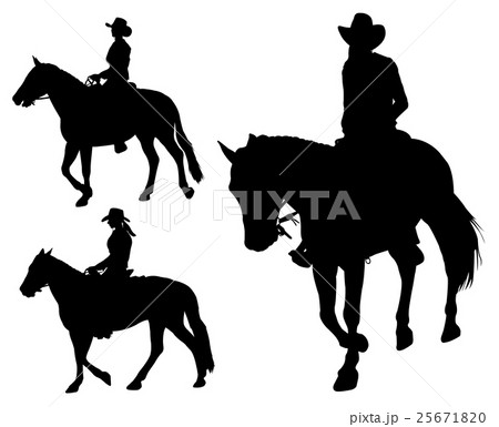 cowgirl riding horse silhouettes 25671820
