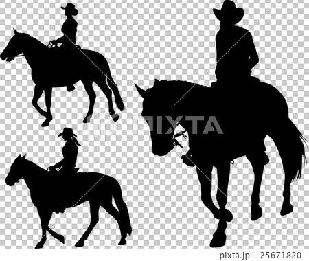 cowgirl riding horse silhouettes 25671820