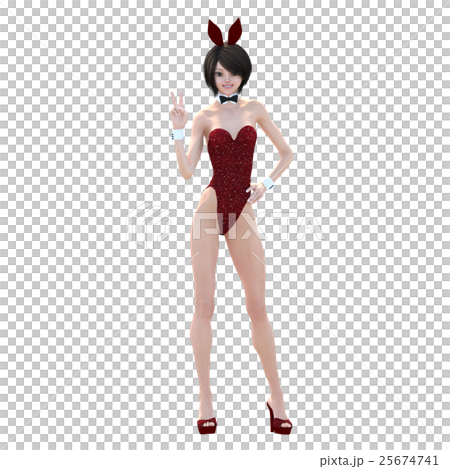 Cute bunny girl perming3DCG illustrations material 25674741