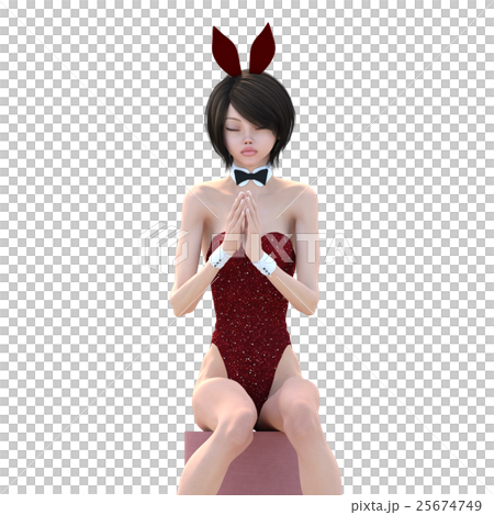Cute bunny girl perming3DCG illustrations material 25674749