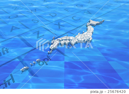 パソコン上の立体的日本地図 25676420