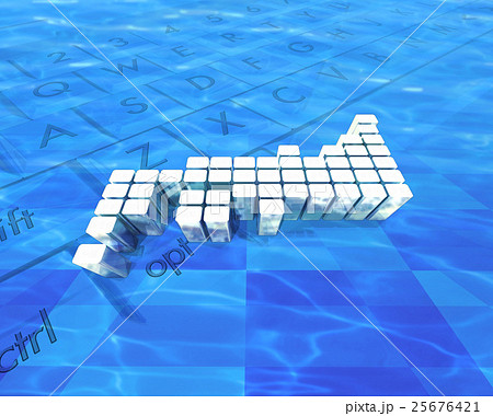 立体的日本地図　都道府県名なし 25676421