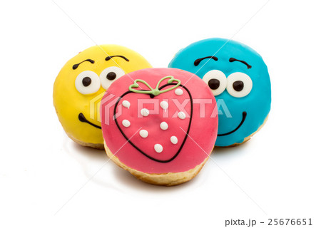 donuts in color glaze isolated 25676651