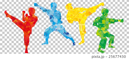 Karate's thrust and kicking silhouette (color cellophane) Karate's thrust and kicking silhouette (color cellophane) 25677430