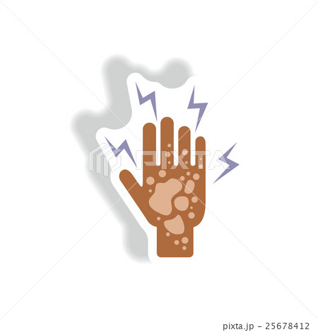 Vector paper sticker various symptoms of Malaria 25678412