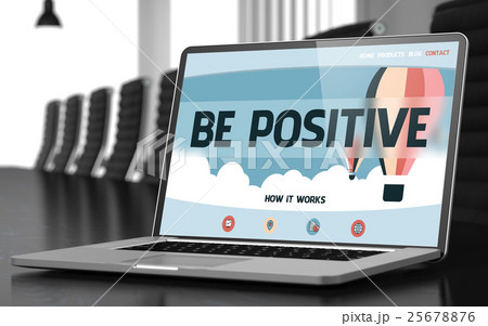 Be Positive on Laptop in Conference Hall. 3D. 25678876