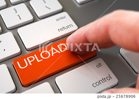 Hand Finger Press Upload Key. 3D. 25678906