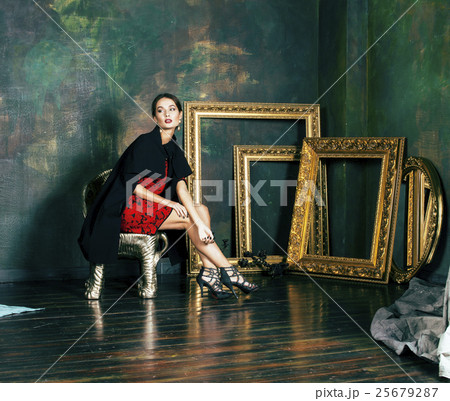 beauty rich brunette woman in luxury interior near 25679287