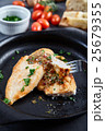 Chicken chops with sauce of cognac, broth, capers 25679355