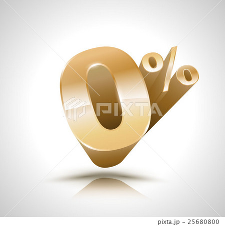Vector 3d golden number Zero percent.  25680800