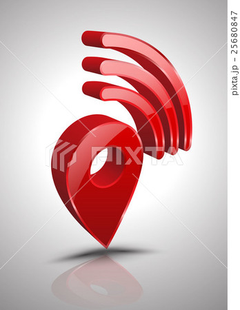 Pin wifi icon 3D style. Vector illustration. 25680847